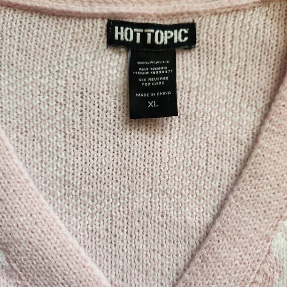 Hot Topic Sweater Cardigan Cow Print Hearts Womens XL Oversized Valentines Day - Picture 6 of 7
